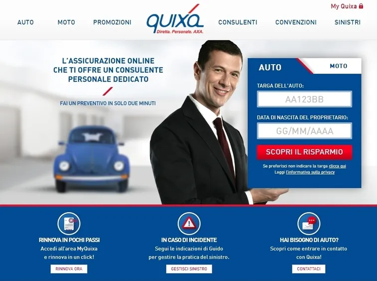 Sito assicurazione Quixa