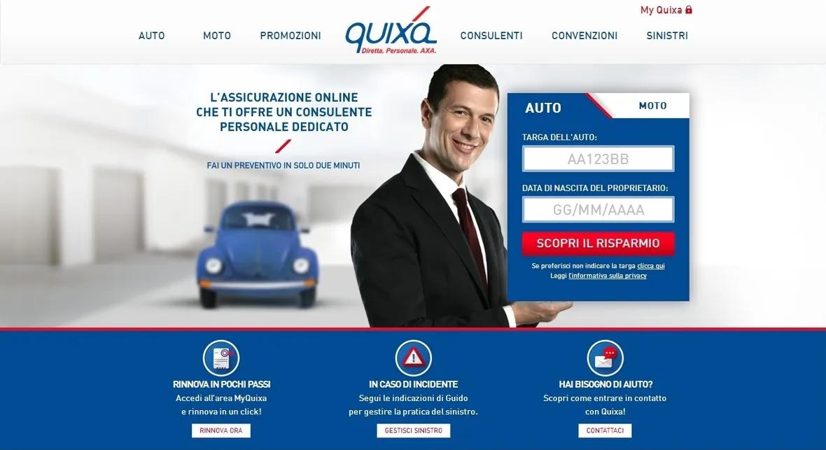 Sito assicurazione Quixa
