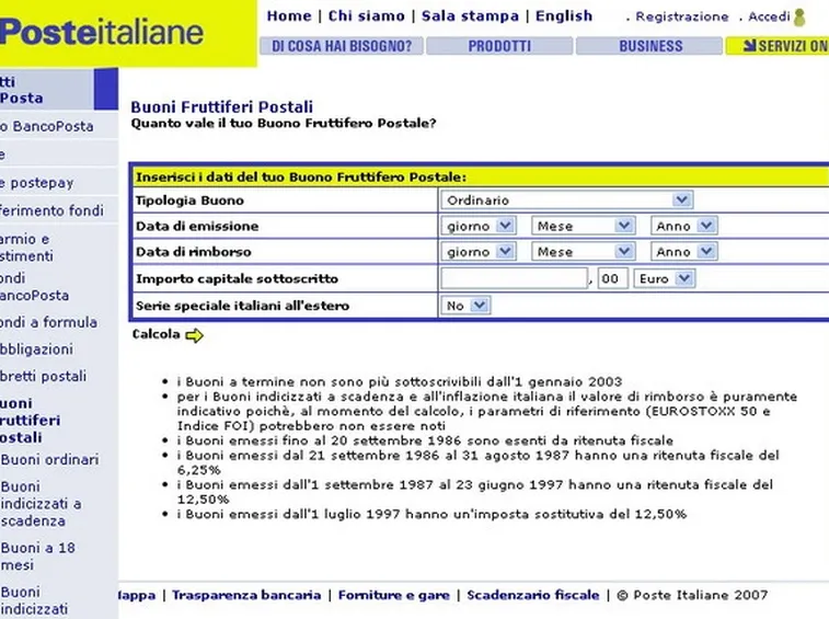 Online è possibile visualizzare valore e rendimento del bfp