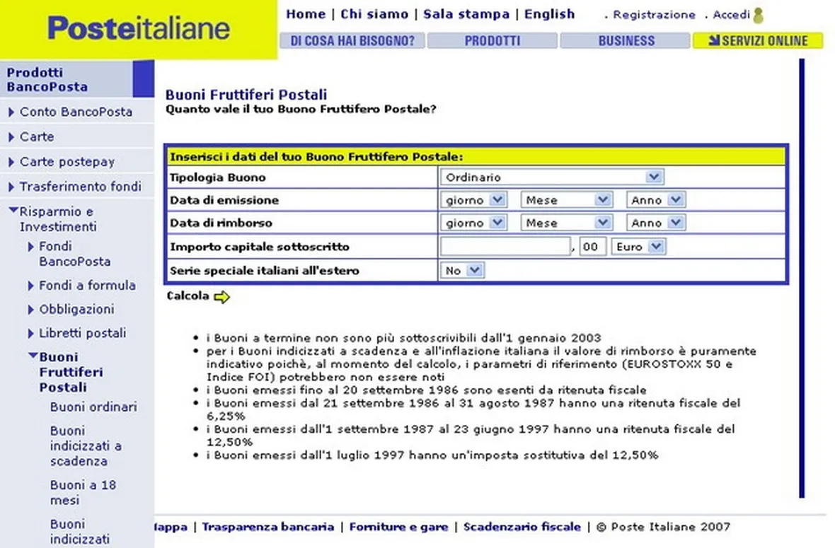 Online è possibile visualizzare valore e rendimento del bfp