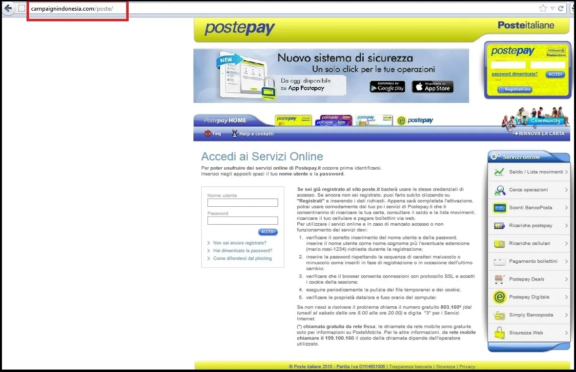 Pagina di accesso postepay on line