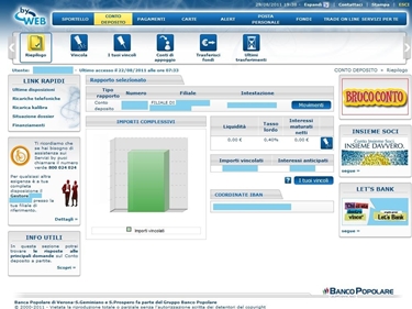 Schermata personale del conto youbanking<p />